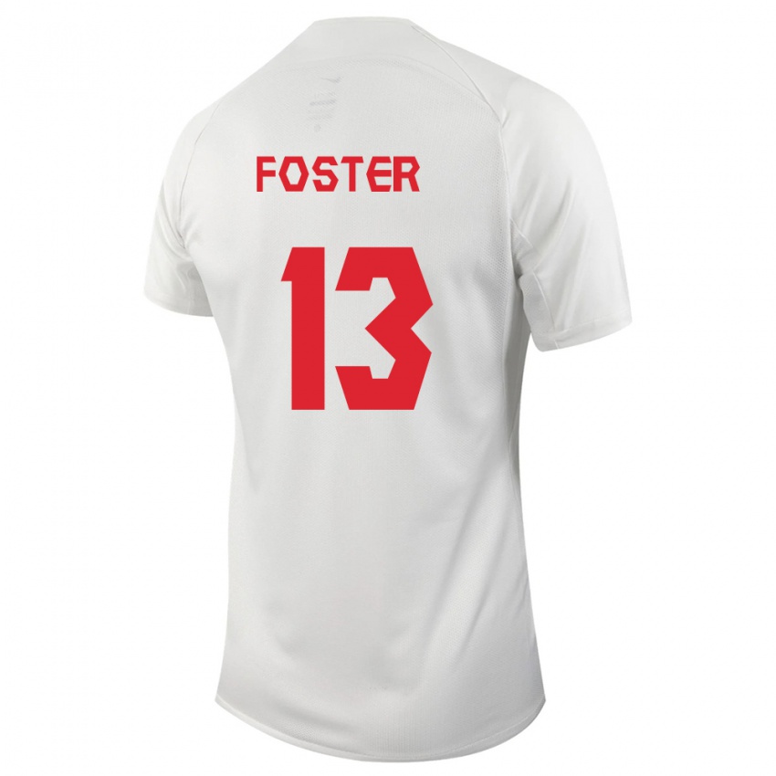 Damen Kanadische Rylee Foster #13 Weiß Auswärtstrikot Trikot 24-26 T-Shirt Belgien