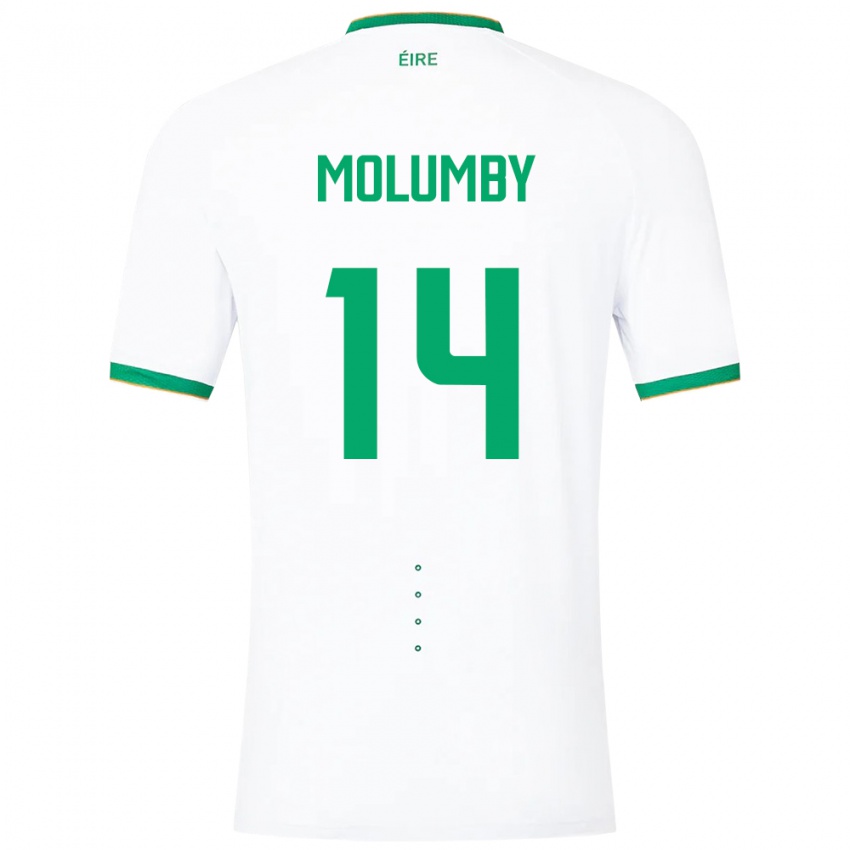 Damen Irische Jayson Molumby #14 Weiß Auswärtstrikot Trikot 24-26 T-Shirt Belgien
