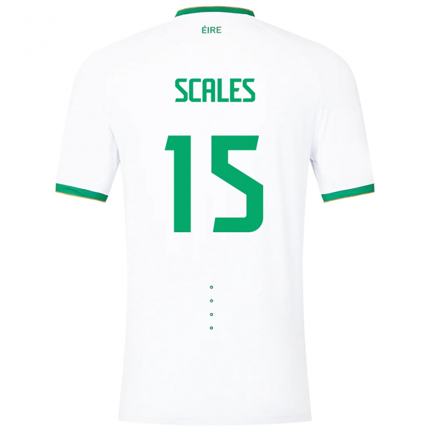 Damen Irische Liam Scales #15 Weiß Auswärtstrikot Trikot 24-26 T-Shirt Belgien