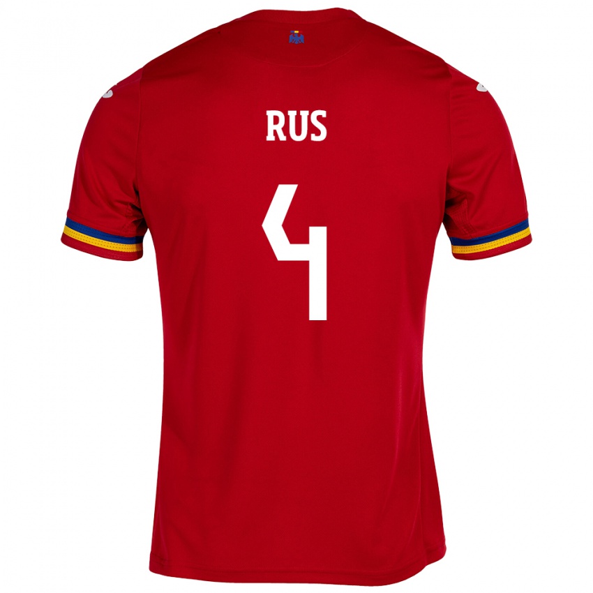 Damen Rumänische Adrian Rus #4 Rot Auswärtstrikot Trikot 24-26 T-Shirt Belgien