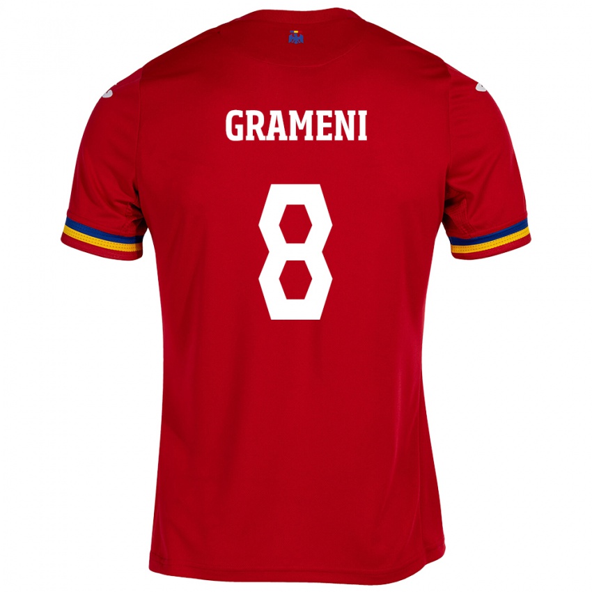 Dames Roemenië Constantin Grameni #8 Rood Uitshirt Uittenue 24-26 T-Shirt België