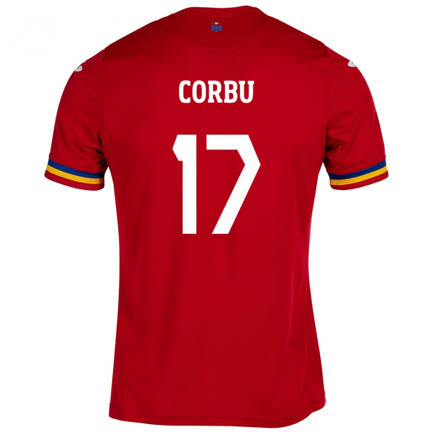 Dames Roemenië Marius Corbu #17 Rood Uitshirt Uittenue 24-26 T-Shirt België