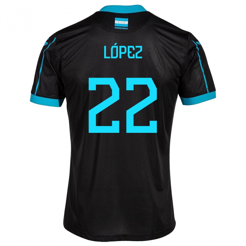 Damen Honduras Luis López #22 Schwarz Auswärtstrikot Trikot 24-26 T-Shirt Belgien
