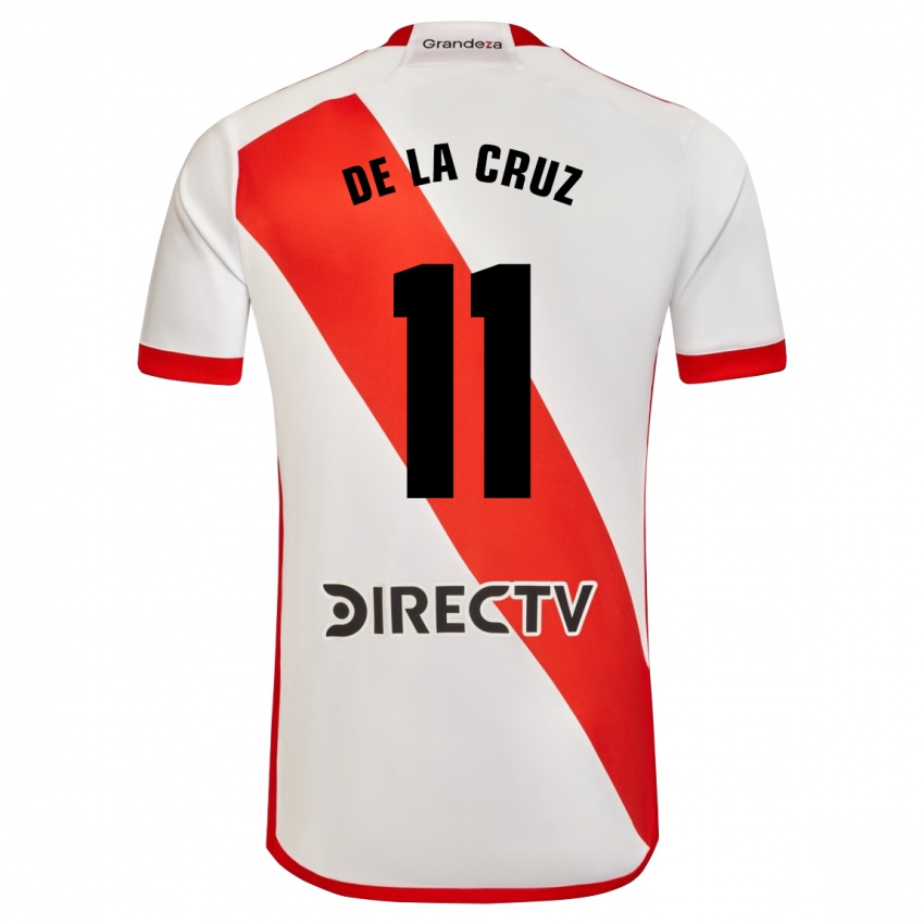 Enfant Maillot Nicolas De La Cruz #11 Blanc Rouge Tenues Domicile 2023/24 T-Shirt Belgique