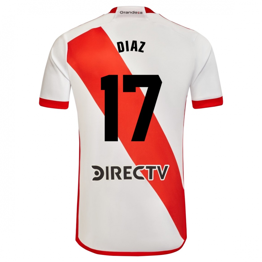 Enfant Maillot Paulo Diaz #17 Blanc Rouge Tenues Domicile 2023/24 T-Shirt Belgique