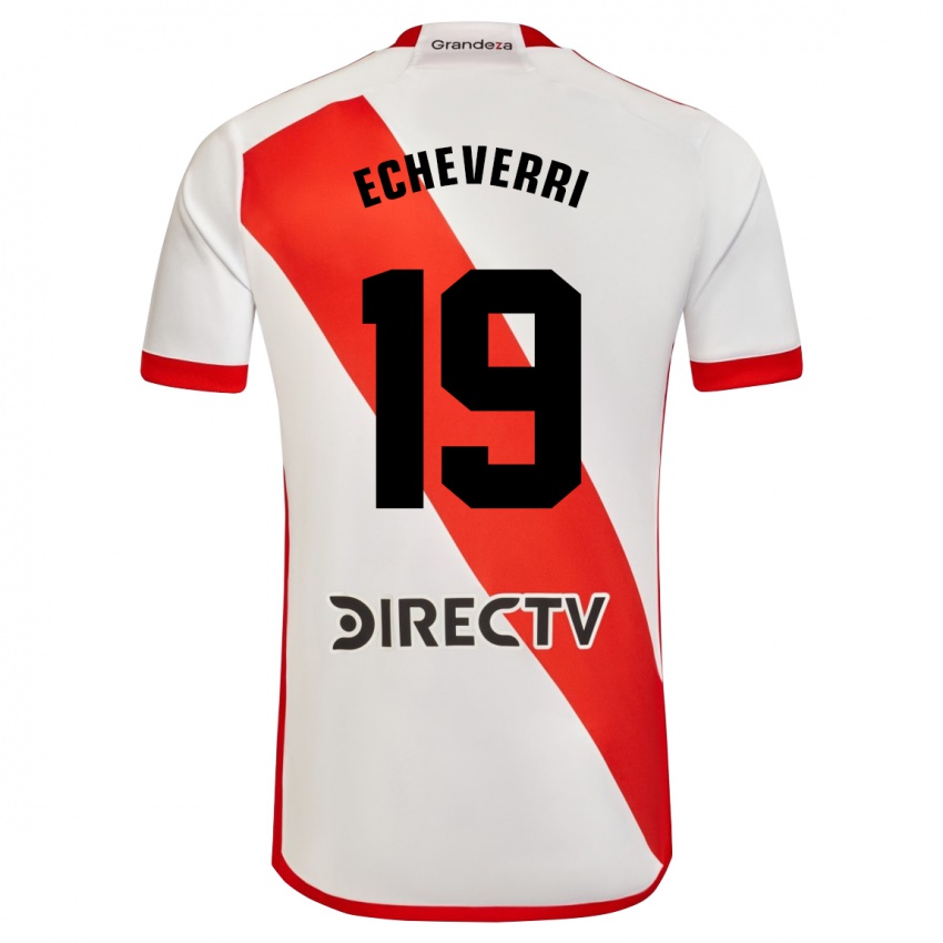 Kinder Claudio Echeverri #19 Weiß Rot Heimtrikot Trikot 2023/24 T-Shirt Belgien