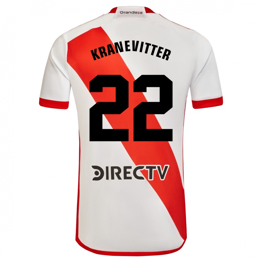 Kinder Matías Kranevitter #22 Weiß Rot Heimtrikot Trikot 2023/24 T-Shirt Belgien
