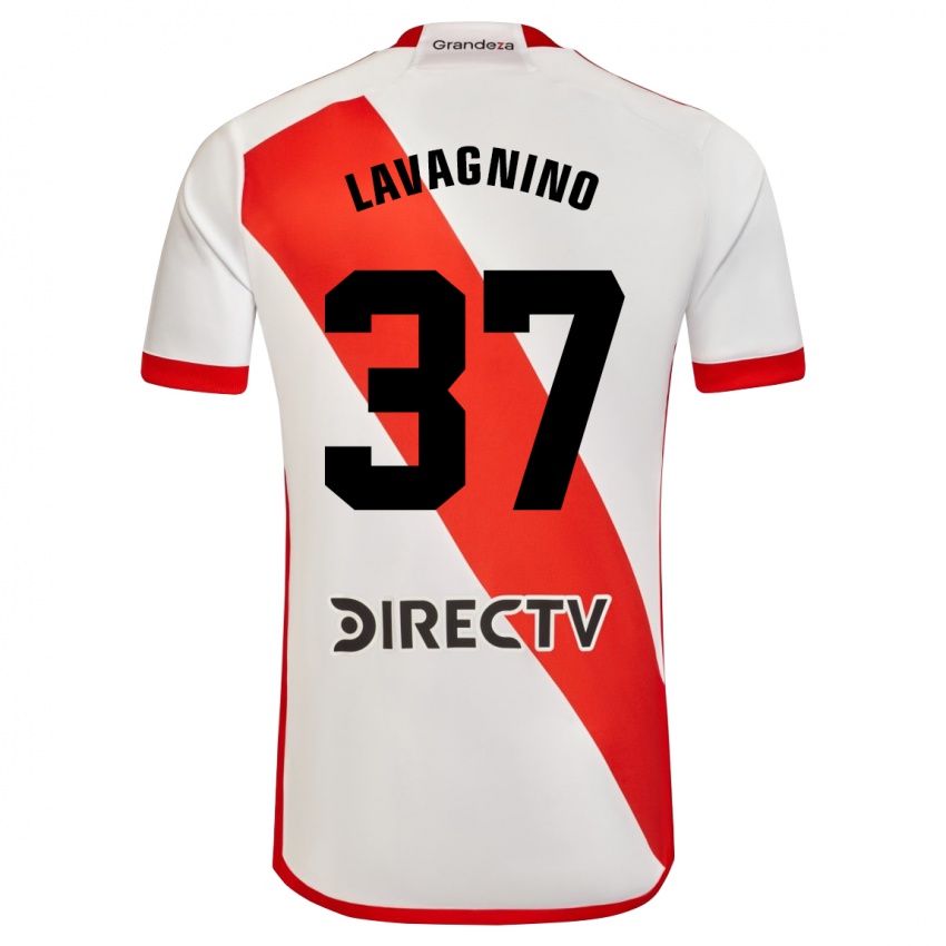 Enfant Maillot Lucas Lavagnino #37 Blanc Rouge Tenues Domicile 2023/24 T-Shirt Belgique