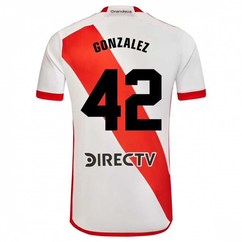 Kinder Alexis González #42 Weiß Rot Heimtrikot Trikot 2023/24 T-Shirt Belgien