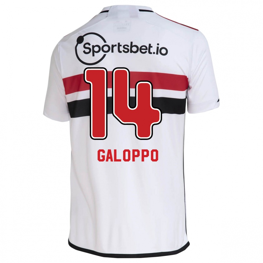 Enfant Maillot Giuliano Galoppo #14 Blanc Tenues Domicile 2023/24 T-Shirt Belgique