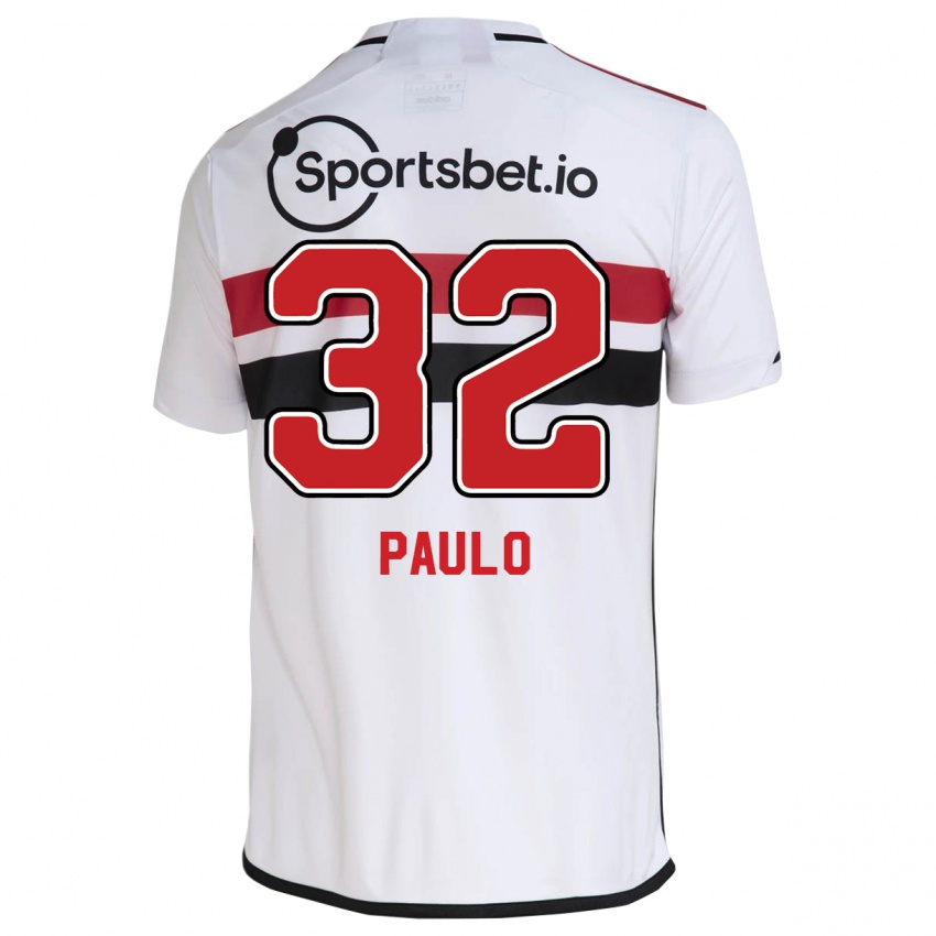 Enfant Maillot Marcos Paulo #32 Blanc Tenues Domicile 2023/24 T-Shirt Belgique