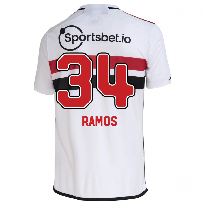 Enfant Maillot Raí Ramos #34 Blanc Tenues Domicile 2023/24 T-Shirt Belgique