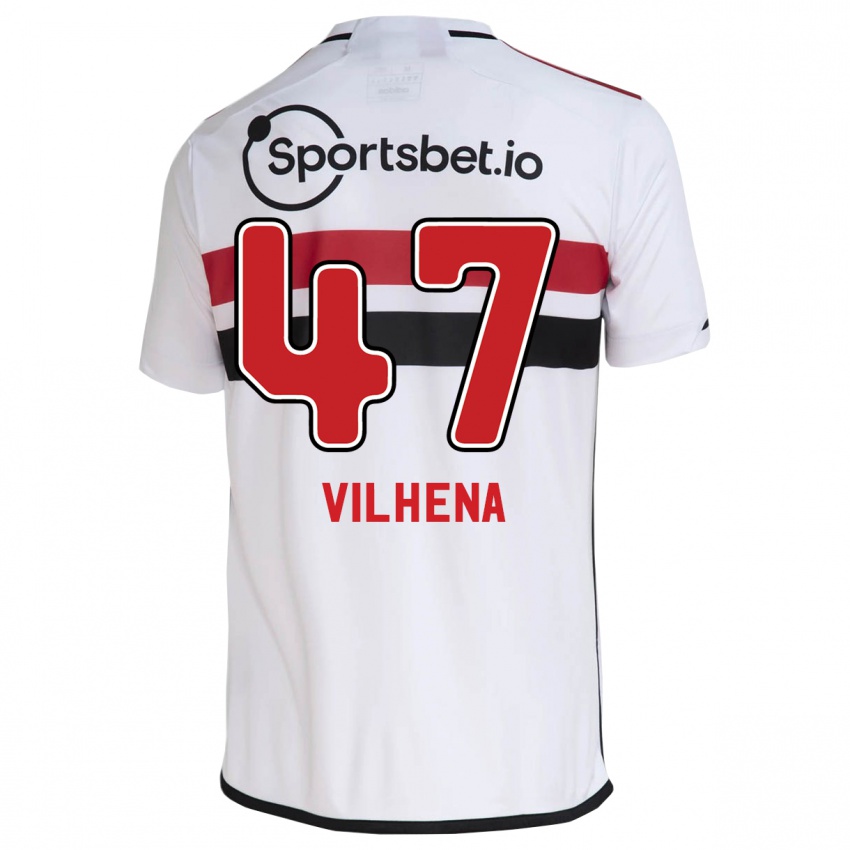 Enfant Maillot Pedro Vilhena #47 Blanc Tenues Domicile 2023/24 T-Shirt Belgique