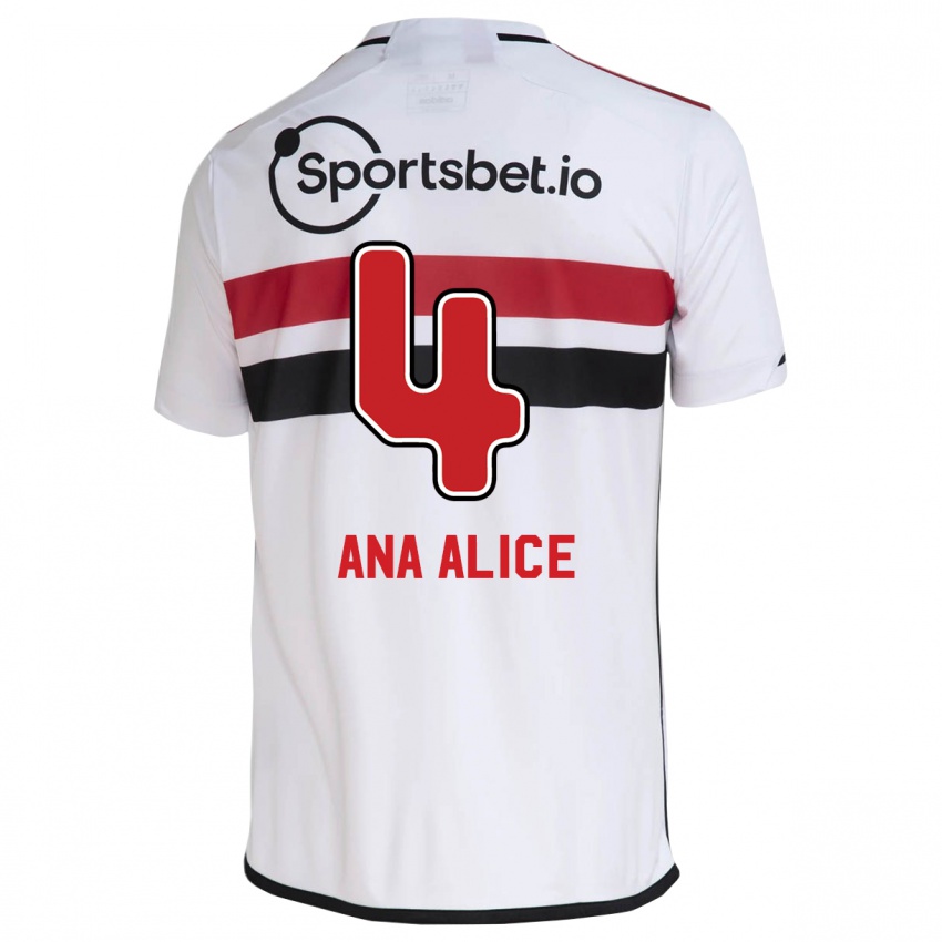 Enfant Maillot Ana Alice Luciano Da Silva #4 Blanc Tenues Domicile 2023/24 T-Shirt Belgique
