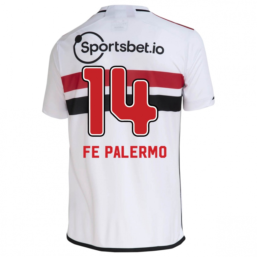 Enfant Maillot Fe Palermo #14 Blanc Tenues Domicile 2023/24 T-Shirt Belgique