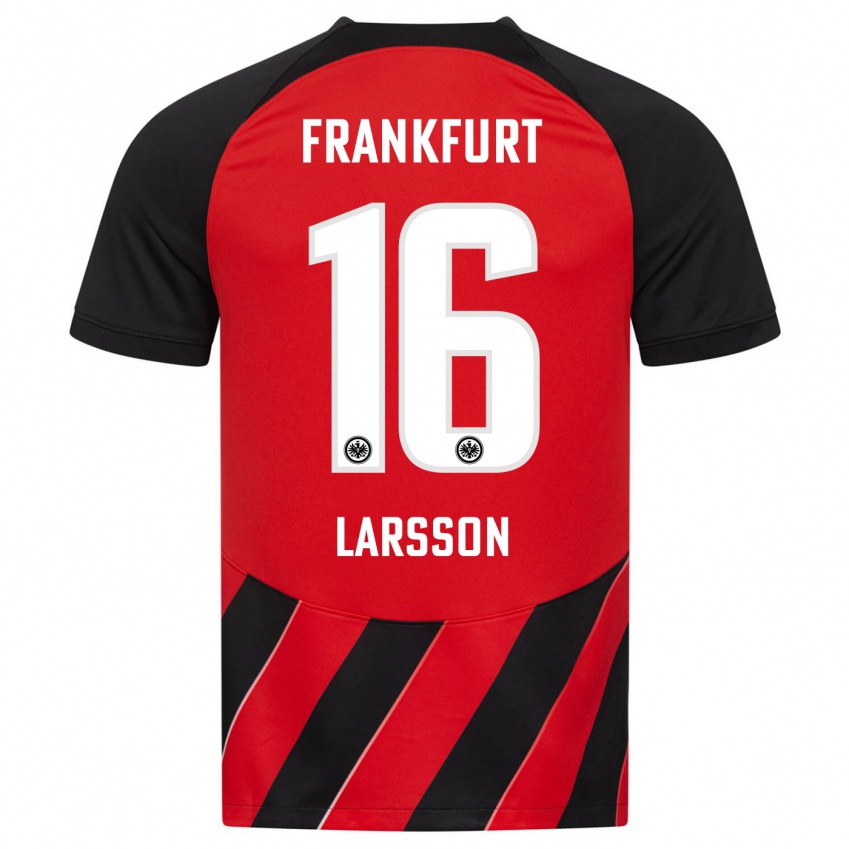Kinder Hugo Larsson #16 Rot Schwarz Heimtrikot Trikot 2023/24 T-Shirt Belgien
