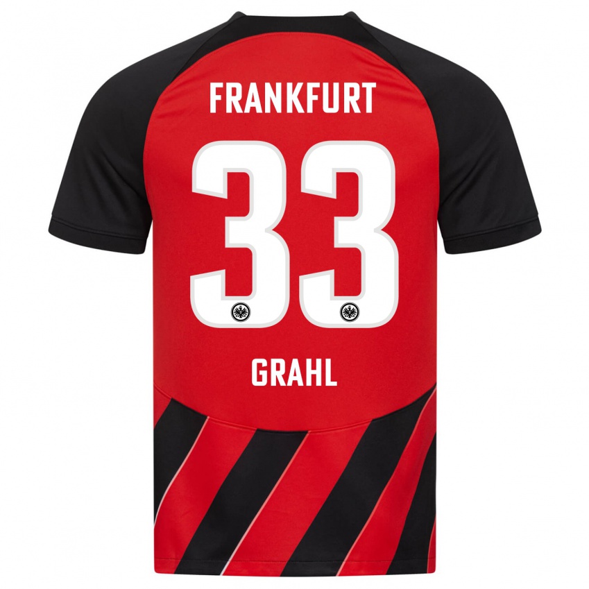 Kinder Jens Grahl #33 Rot Schwarz Heimtrikot Trikot 2023/24 T-Shirt Belgien