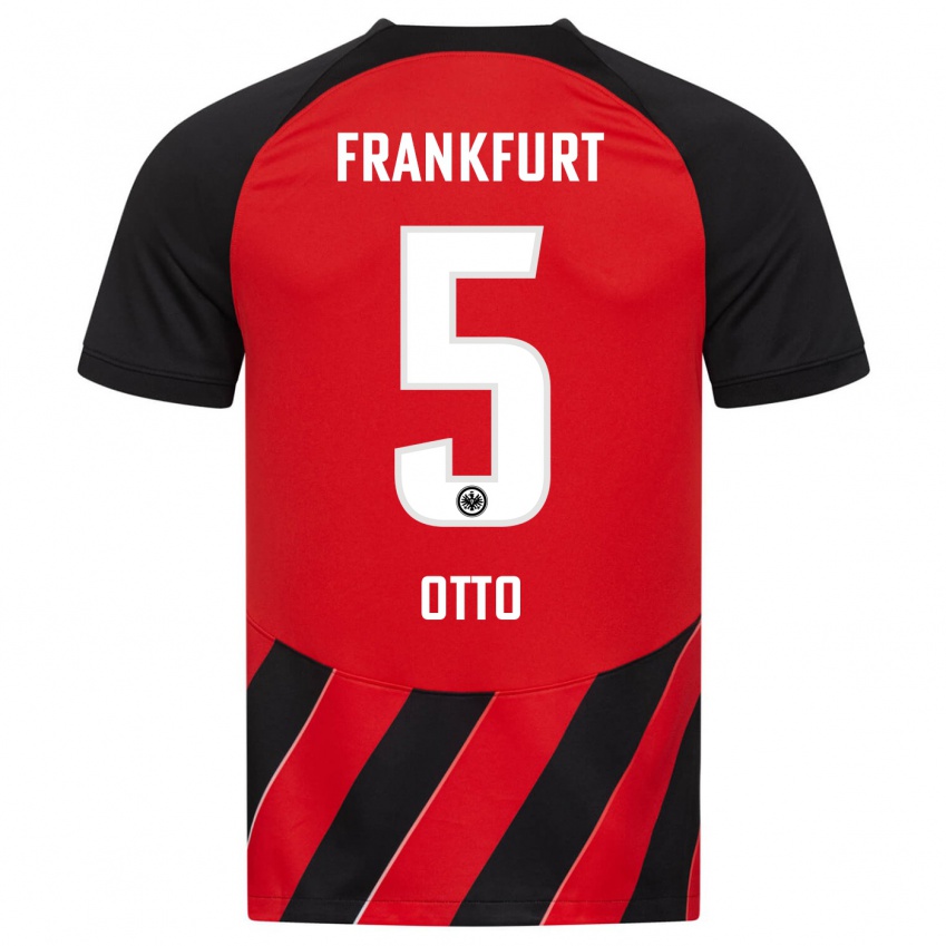 Kinder Fynn Otto #5 Rot Schwarz Heimtrikot Trikot 2023/24 T-Shirt Belgien