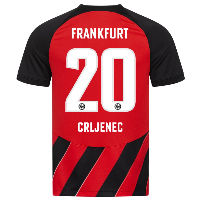Kinder Dominik Crljenec #20 Rot Schwarz Heimtrikot Trikot 2023/24 T-Shirt Belgien