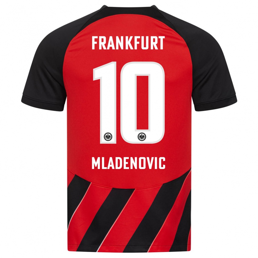 Kinder Marko Mladenovic #10 Rot Schwarz Heimtrikot Trikot 2023/24 T-Shirt Belgien