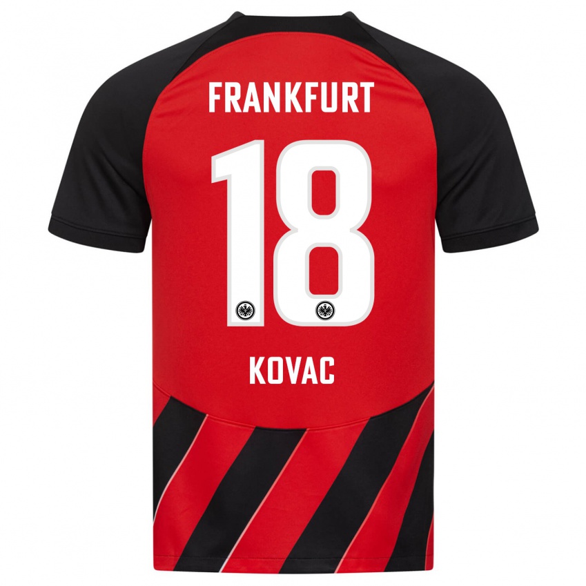 Kinder Niko Kovac #18 Rot Schwarz Heimtrikot Trikot 2023/24 T-Shirt Belgien