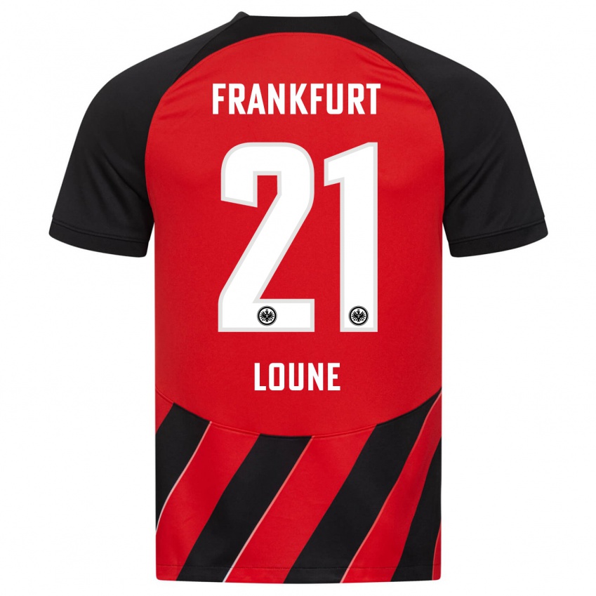 Kinder Adam Loune #21 Rot Schwarz Heimtrikot Trikot 2023/24 T-Shirt Belgien