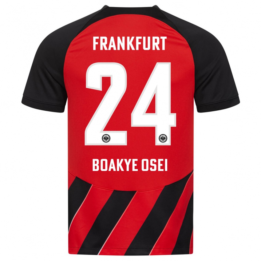 Kinder Derek Boakye-Osei #24 Rot Schwarz Heimtrikot Trikot 2023/24 T-Shirt Belgien