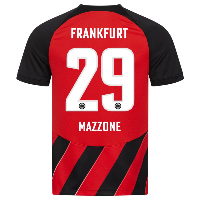 Kinder Matteo Mazzone #29 Rot Schwarz Heimtrikot Trikot 2023/24 T-Shirt Belgien