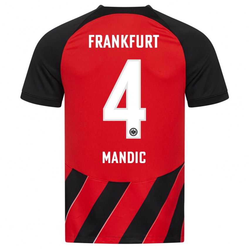 Kinder Kristian Mandic #4 Rot Schwarz Heimtrikot Trikot 2023/24 T-Shirt Belgien