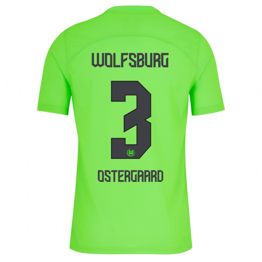 Enfant Maillot Christian Östergaard #3 Vert Tenues Domicile 2023/24 T-Shirt Belgique