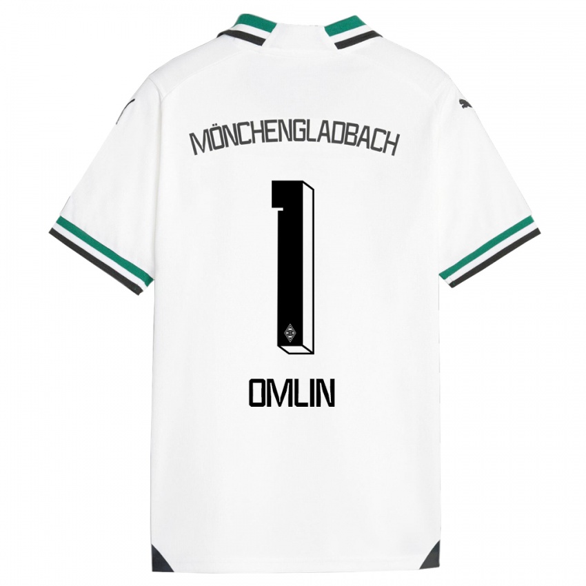 Enfant Maillot Jonas Omlin #1 Blanc Vert Tenues Domicile 2023/24 T-Shirt Belgique