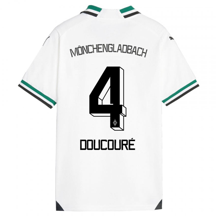 Kinder Mamadou Doucouré #4 Weiß Grün Heimtrikot Trikot 2023/24 T-Shirt Belgien