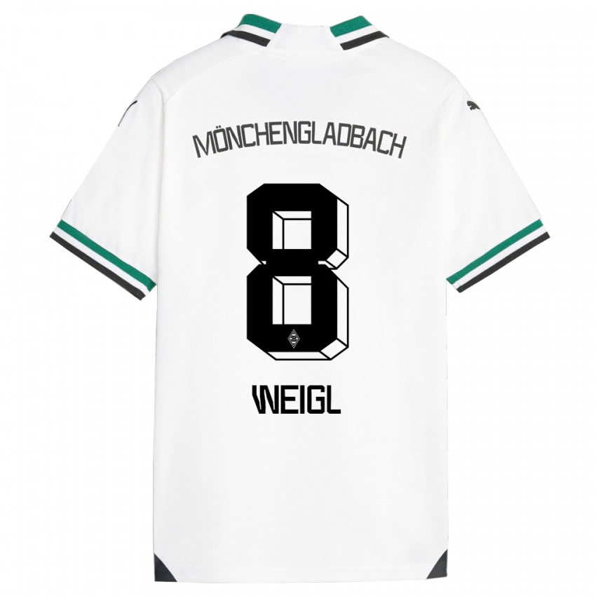 Enfant Maillot Julian Weigl #8 Blanc Vert Tenues Domicile 2023/24 T-Shirt Belgique