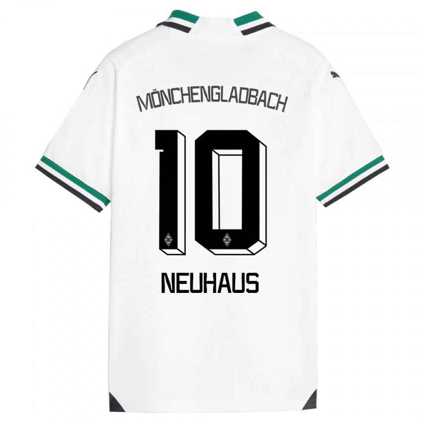 Enfant Maillot Florian Neuhaus #10 Blanc Vert Tenues Domicile 2023/24 T-Shirt Belgique
