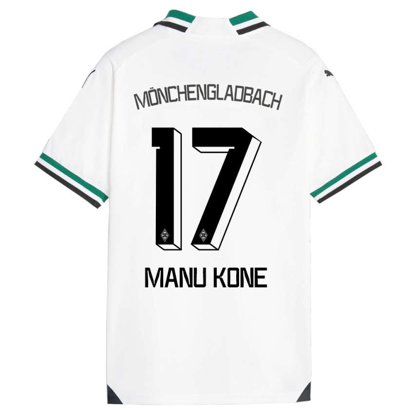 Kinder Manu Koné #17 Weiß Grün Heimtrikot Trikot 2023/24 T-Shirt Belgien