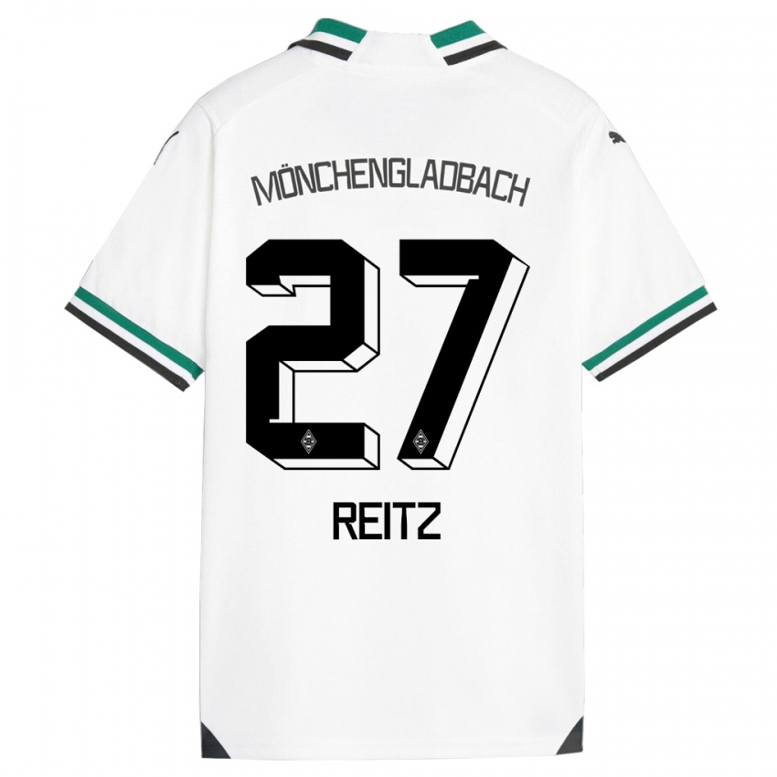 Enfant Maillot Rocco Reitz #27 Blanc Vert Tenues Domicile 2023/24 T-Shirt Belgique
