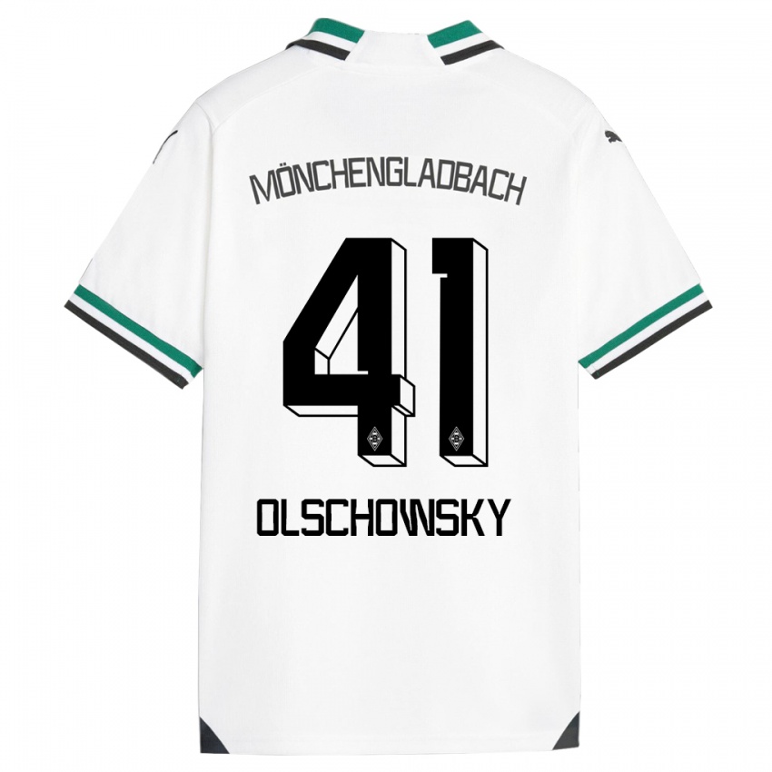 Enfant Maillot Jan Olschowsky #41 Blanc Vert Tenues Domicile 2023/24 T-Shirt Belgique