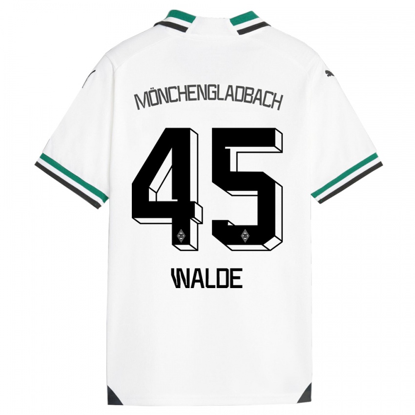 Enfant Maillot Simon Walde #45 Blanc Vert Tenues Domicile 2023/24 T-Shirt Belgique