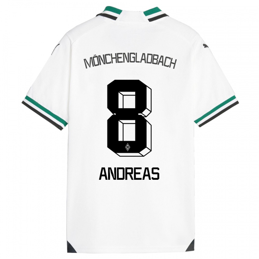 Enfant Maillot Noah Andreas #8 Blanc Vert Tenues Domicile 2023/24 T-Shirt Belgique