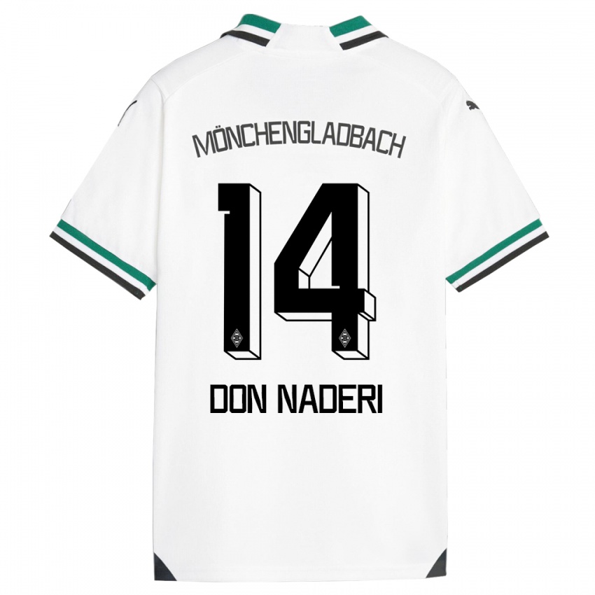 Enfant Maillot Ryan Don Naderi #14 Blanc Vert Tenues Domicile 2023/24 T-Shirt Belgique