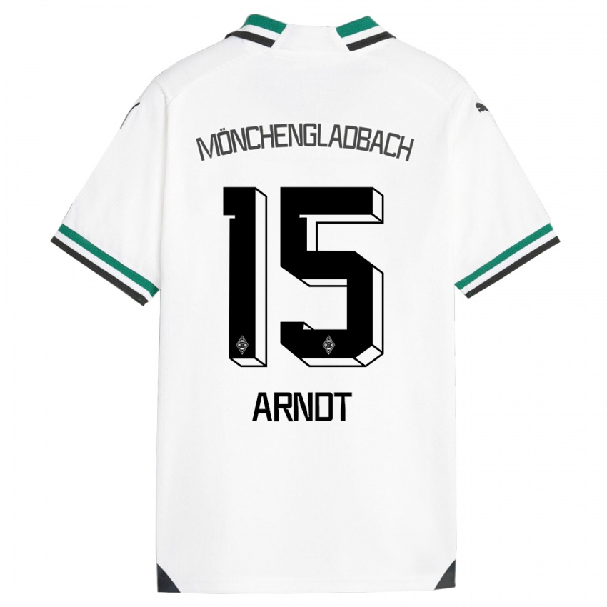 Enfant Maillot Leo Arndt #15 Blanc Vert Tenues Domicile 2023/24 T-Shirt Belgique
