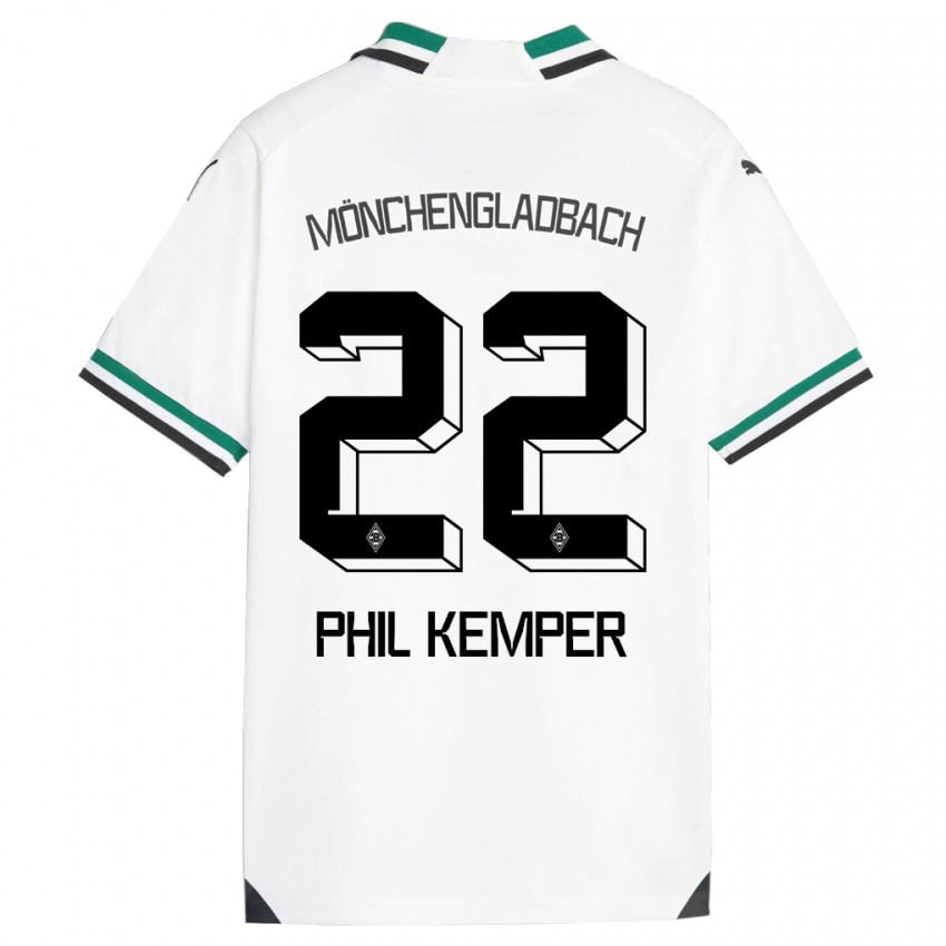 Enfant Maillot Phil Kemper #22 Blanc Vert Tenues Domicile 2023/24 T-Shirt Belgique