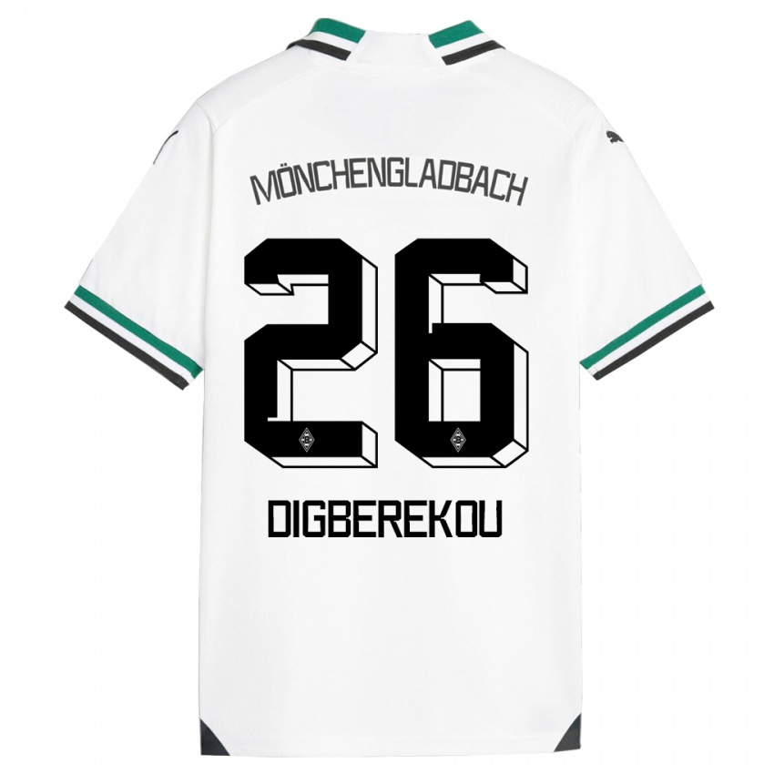 Enfant Maillot Ibrahim Digberekou #26 Blanc Vert Tenues Domicile 2023/24 T-Shirt Belgique