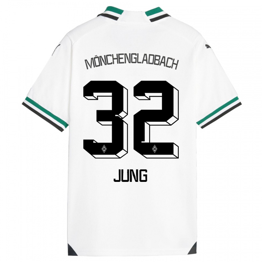 Enfant Maillot In-Gyom Jung #32 Blanc Vert Tenues Domicile 2023/24 T-Shirt Belgique