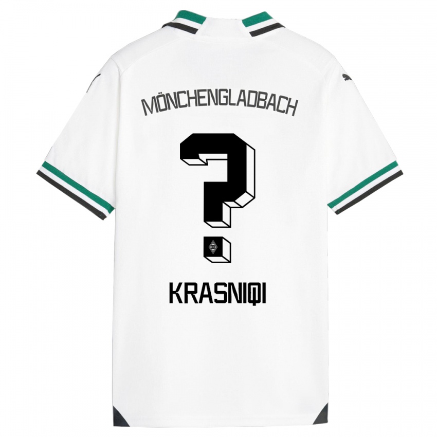 Kinder Engjell Krasniqi #0 Weiß Grün Heimtrikot Trikot 2023/24 T-Shirt Belgien