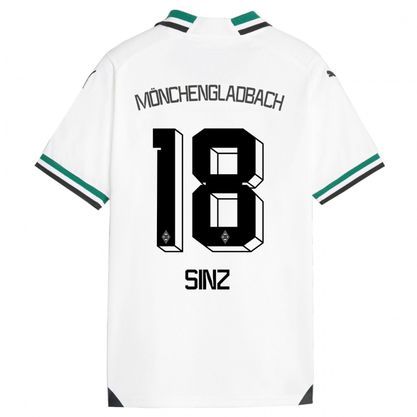 Enfant Maillot Michelle Sinz #18 Blanc Vert Tenues Domicile 2023/24 T-Shirt Belgique