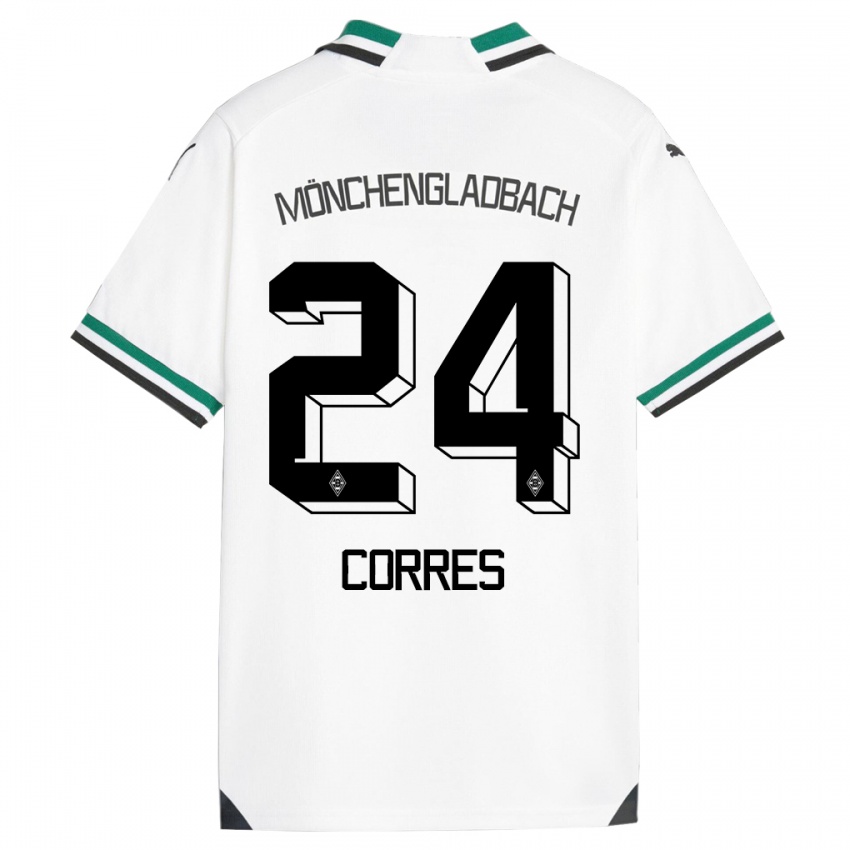 Enfant Maillot Carolin Corres #24 Blanc Vert Tenues Domicile 2023/24 T-Shirt Belgique