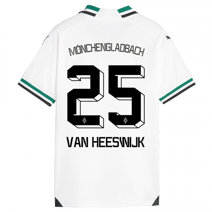 Enfant Maillot Amber Van Heeswijk #25 Blanc Vert Tenues Domicile 2023/24 T-Shirt Belgique