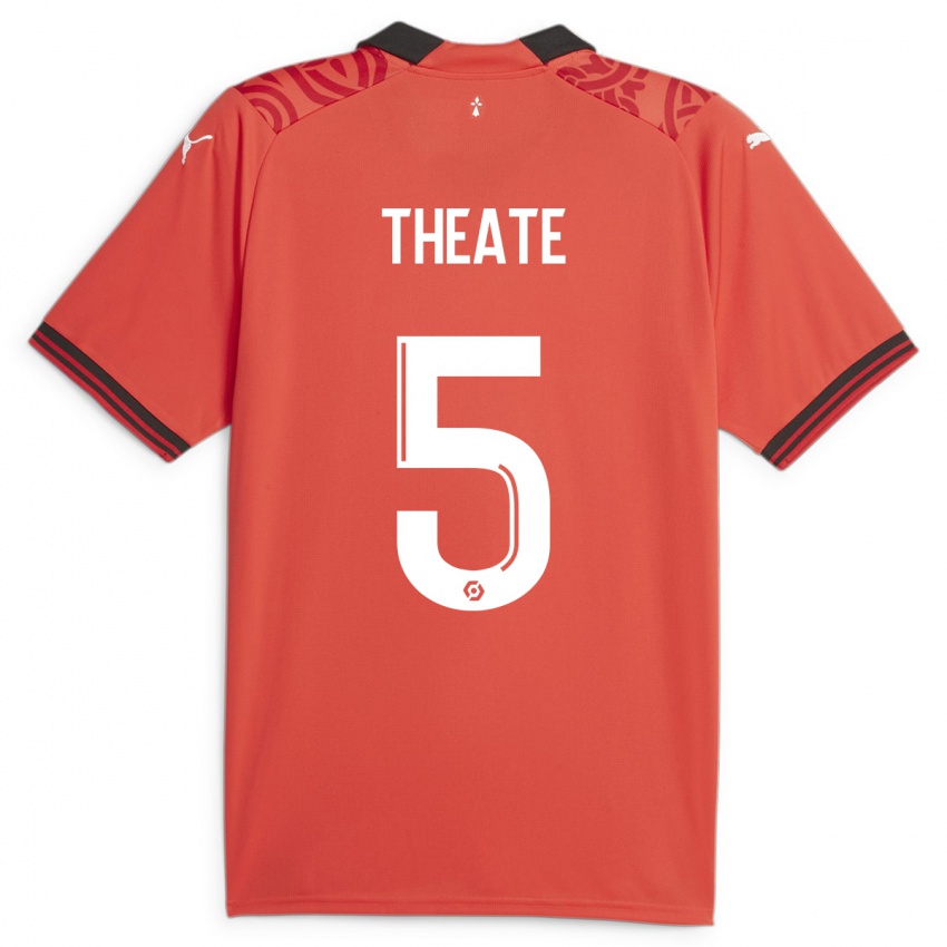 Enfant Maillot Arthur Theate #5 Rouge Tenues Domicile 2023/24 T-Shirt Belgique