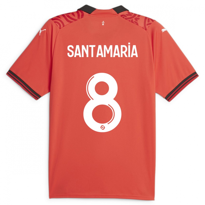 Enfant Maillot Baptiste Santamaria #8 Rouge Tenues Domicile 2023/24 T-Shirt Belgique